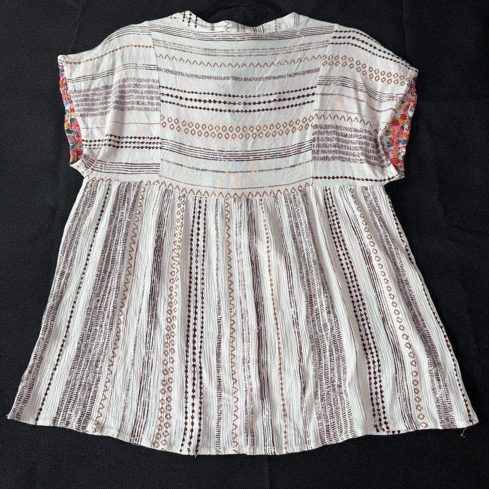 Savanna Jane Embroidered Boho Artisan Print Tassel Tunic Top M Hippie Festival - Picture 6 of 6